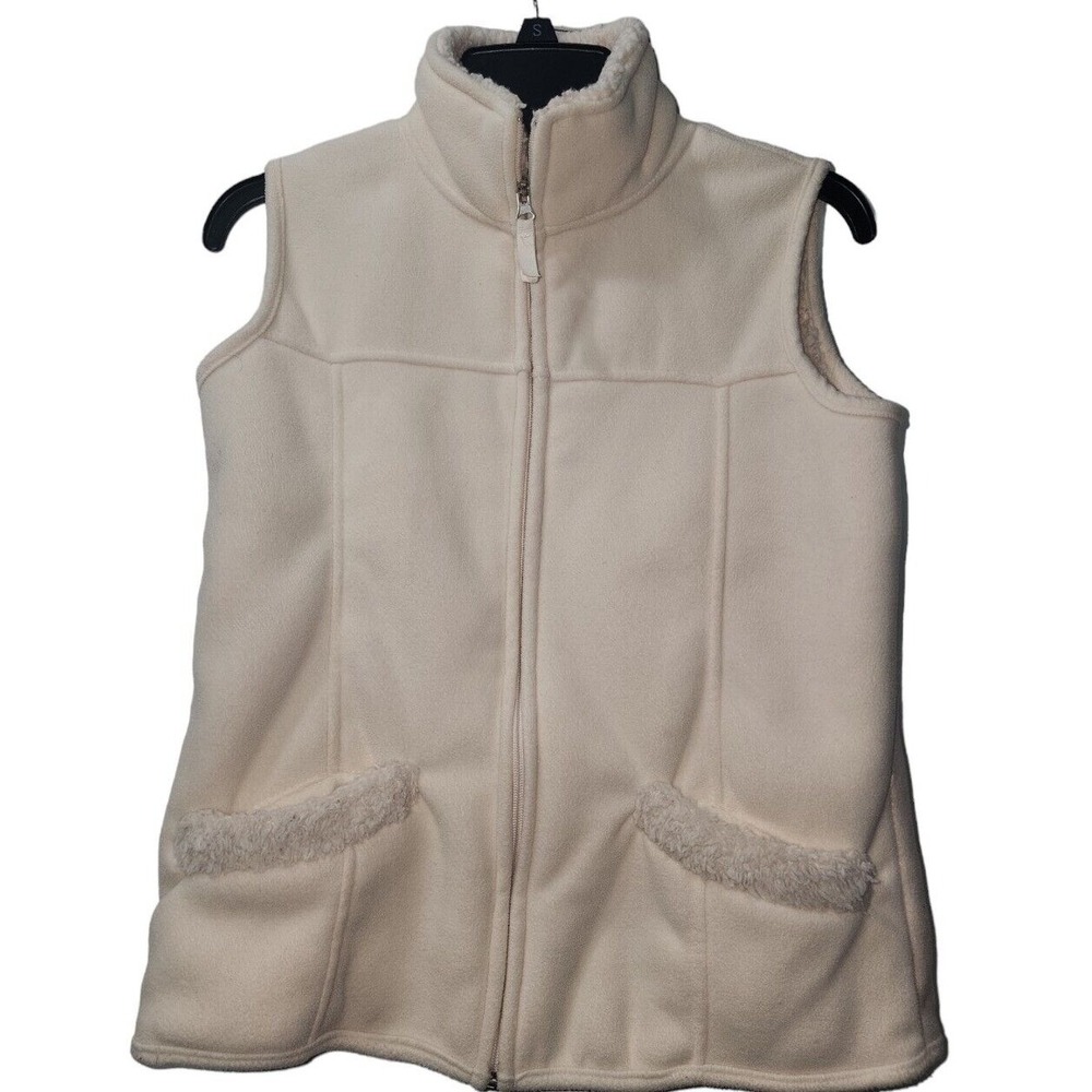 Jane Ashley‎ Fleece Vest Sherpa Trim Pockets Casual Lifestyle Petite S